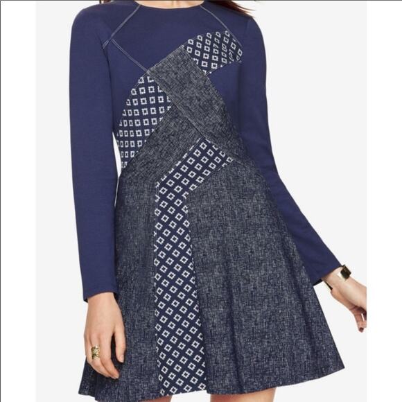 BCBGMaxazria Navy Melis Patchwork Dress - Picture 2 of 10